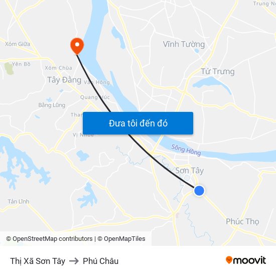 Thị Xã Sơn Tây to Phú Châu map