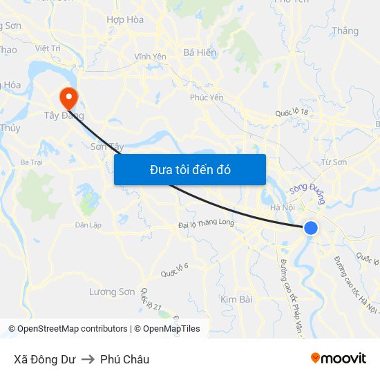 Xã Đông Dư to Phú Châu map