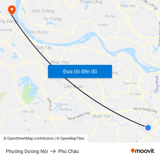 Phường Dương Nội to Phú Châu map