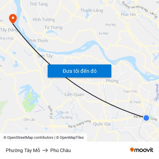 Phường Tây Mỗ to Phú Châu map