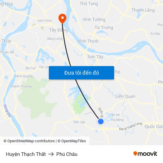 Huyện Thạch Thất to Phú Châu map