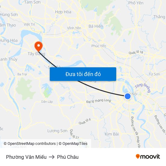 Phường Văn Miếu to Phú Châu map