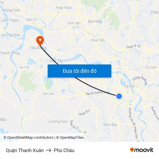 Quận Thanh Xuân to Phú Châu map