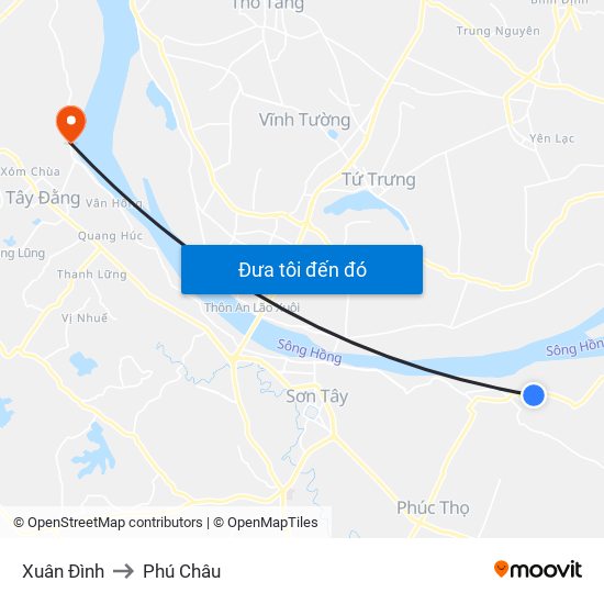 Xuân Đình to Phú Châu map