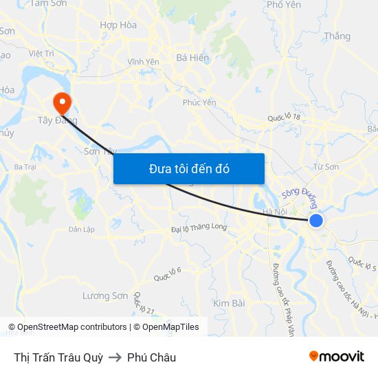 Thị Trấn Trâu Quỳ to Phú Châu map