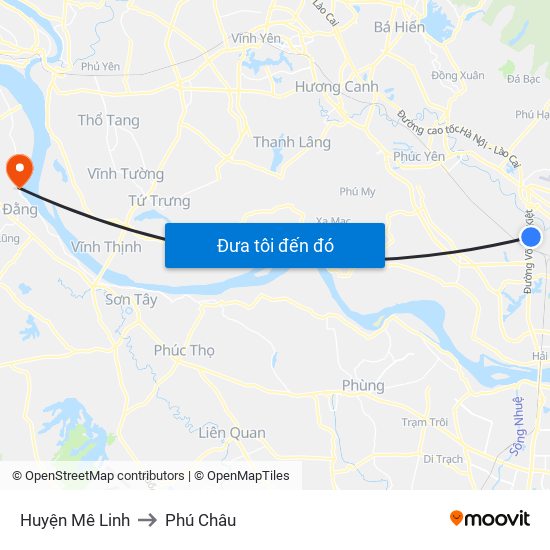 Huyện Mê Linh to Phú Châu map