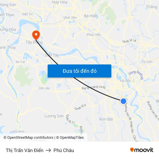 Thị Trấn Văn Điển to Phú Châu map