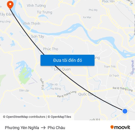 Phường Yên Nghĩa to Phú Châu map