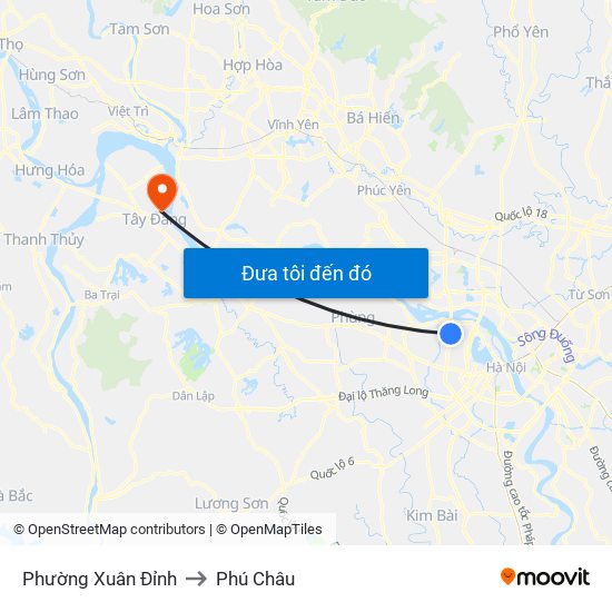 Phường Xuân Đỉnh to Phú Châu map