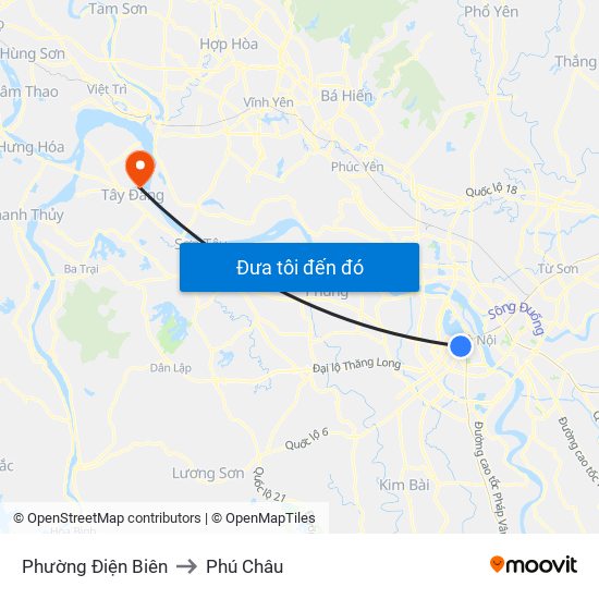 Phường Điện Biên to Phú Châu map