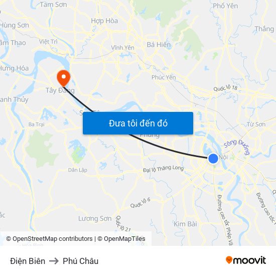 Điện Biên to Phú Châu map