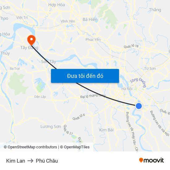 Kim Lan to Phú Châu map