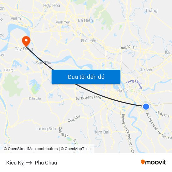 Kiêu Kỵ to Phú Châu map