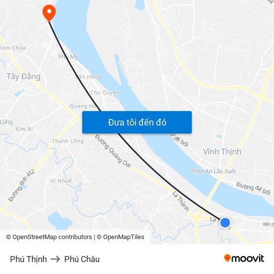 Phú Thịnh to Phú Châu map