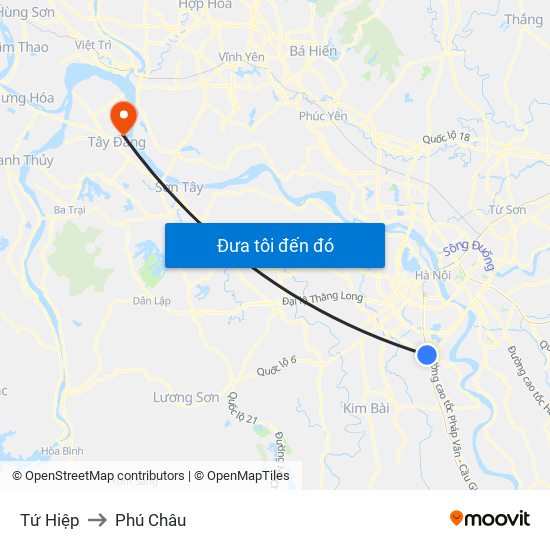 Tứ Hiệp to Phú Châu map