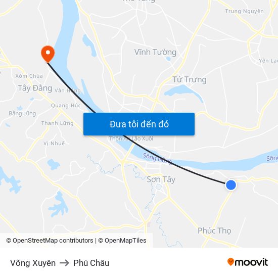 Võng Xuyên to Phú Châu map