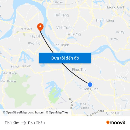 Phú Kim to Phú Châu map