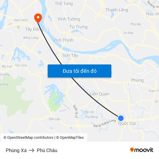 Phùng Xá to Phú Châu map