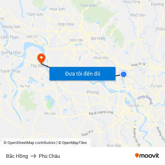 Bắc Hồng to Phú Châu map