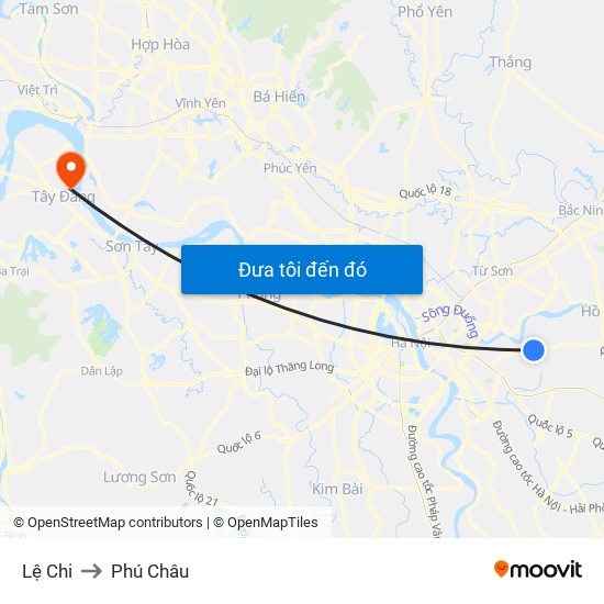 Lệ Chi to Phú Châu map