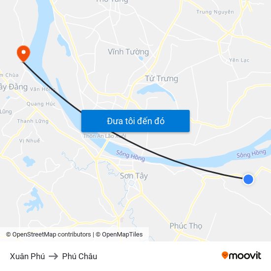 Xuân Phú to Phú Châu map