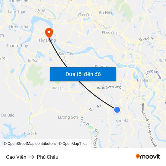 Cao Viên to Phú Châu map