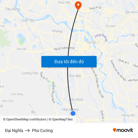 Đại Nghĩa to Phú Cường map