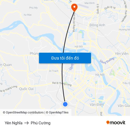 Yên Nghĩa to Phú Cường map