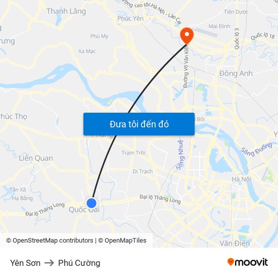 Yên Sơn to Phú Cường map