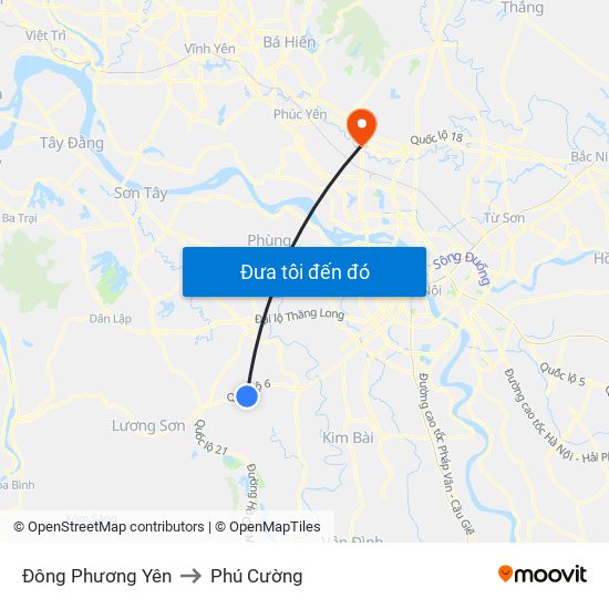 Đông Phương Yên to Phú Cường map