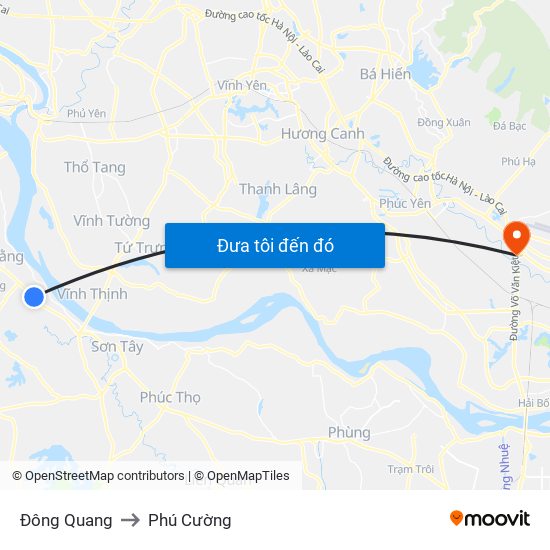 Đông Quang to Phú Cường map