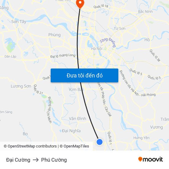 Đại Cường to Phú Cường map