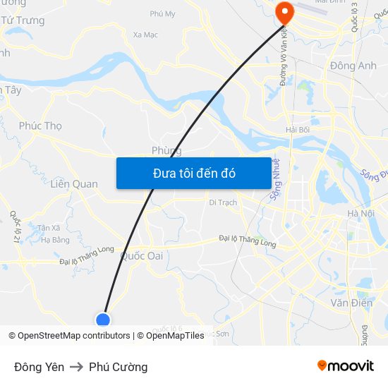 Đông Yên to Phú Cường map