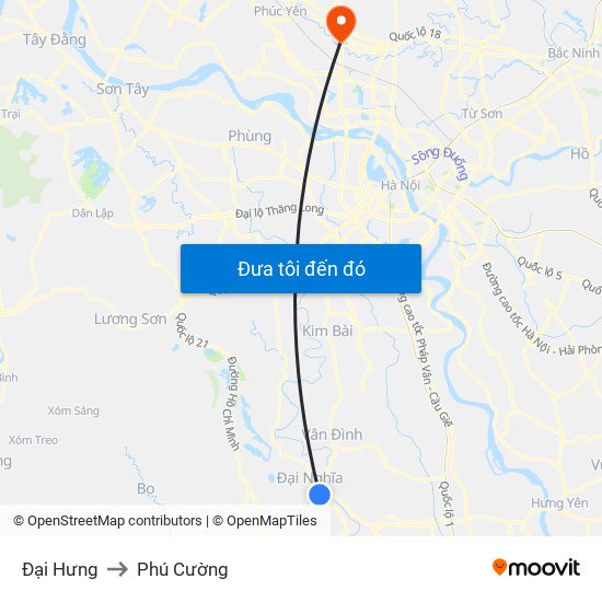 Đại Hưng to Phú Cường map