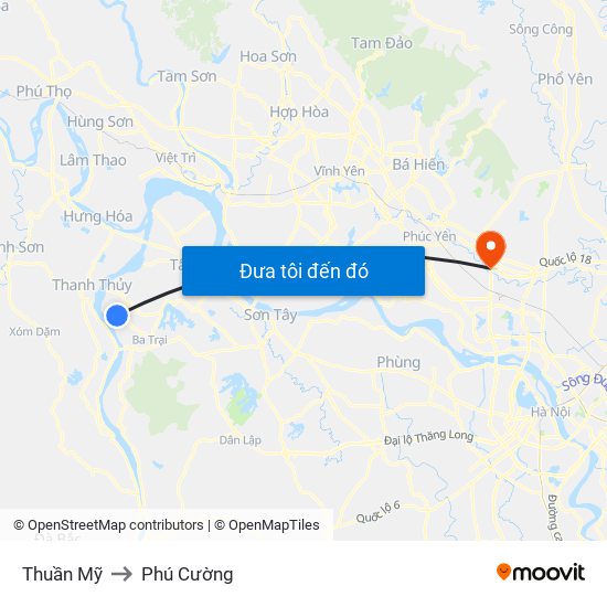 Thuần Mỹ to Phú Cường map