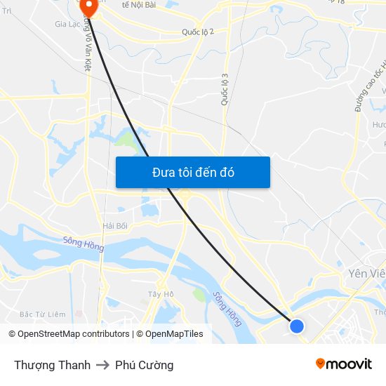 Thượng Thanh to Phú Cường map