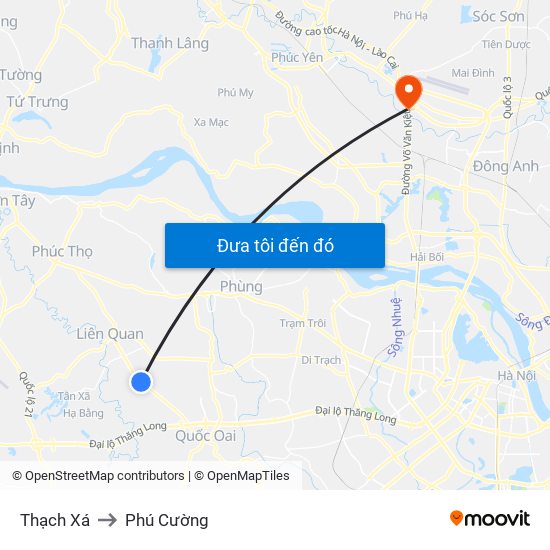 Thạch Xá to Phú Cường map