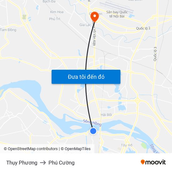 Thụy Phương to Phú Cường map