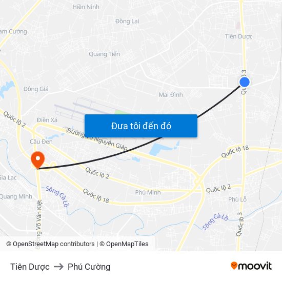 Tiên Dược to Phú Cường map