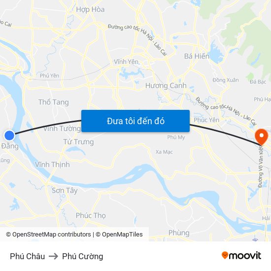 Phú Châu to Phú Cường map
