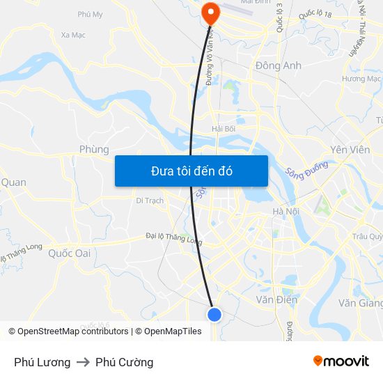 Phú Lương to Phú Cường map