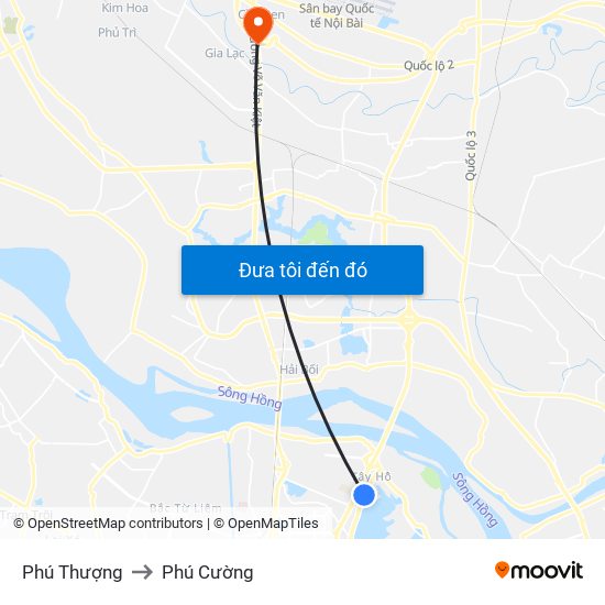 Phú Thượng to Phú Cường map