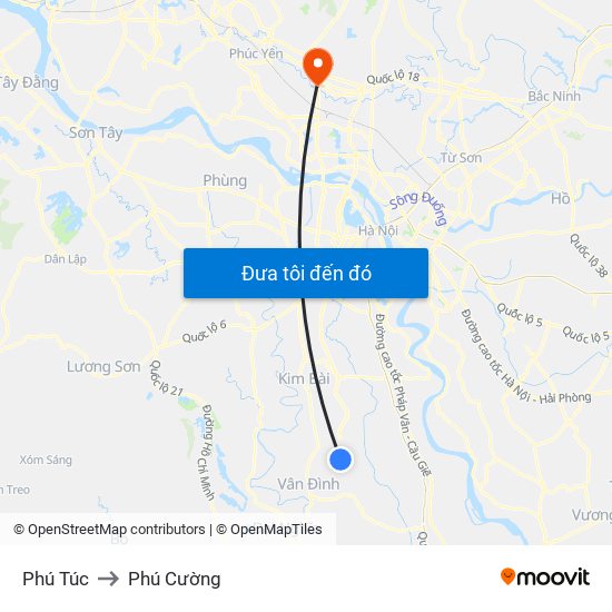 Phú Túc to Phú Cường map