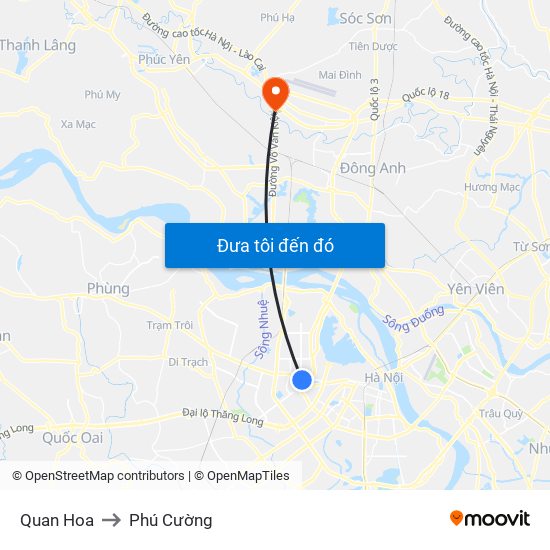 Quan Hoa to Phú Cường map