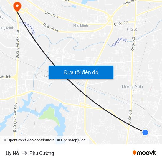 Uy Nỗ to Phú Cường map