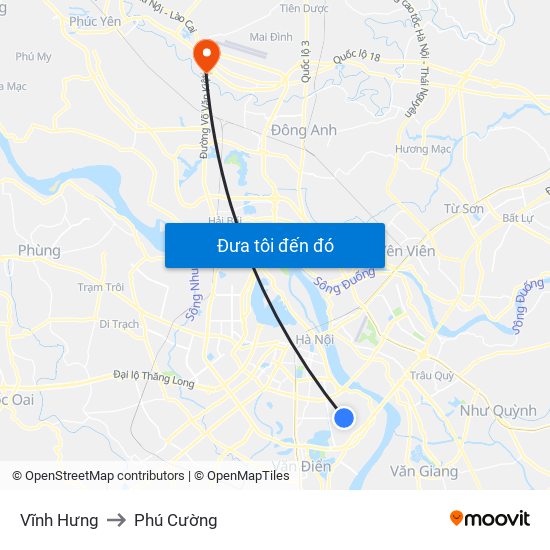 Vĩnh Hưng to Phú Cường map