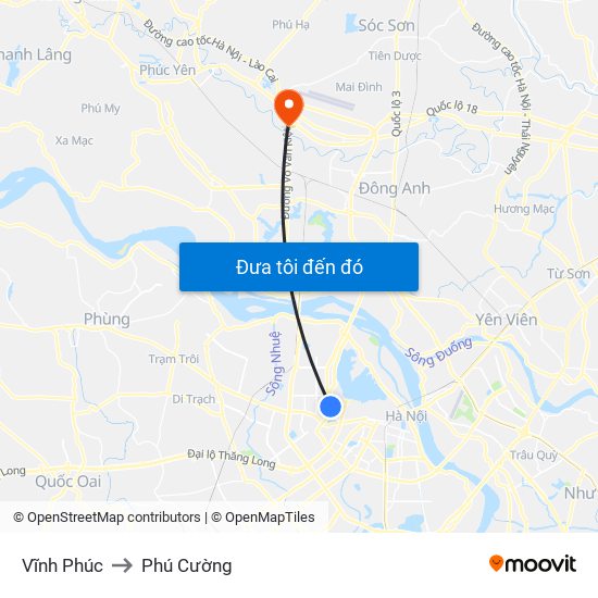 Vĩnh Phúc to Phú Cường map