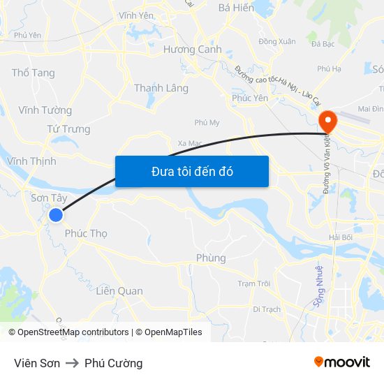 Viên Sơn to Phú Cường map