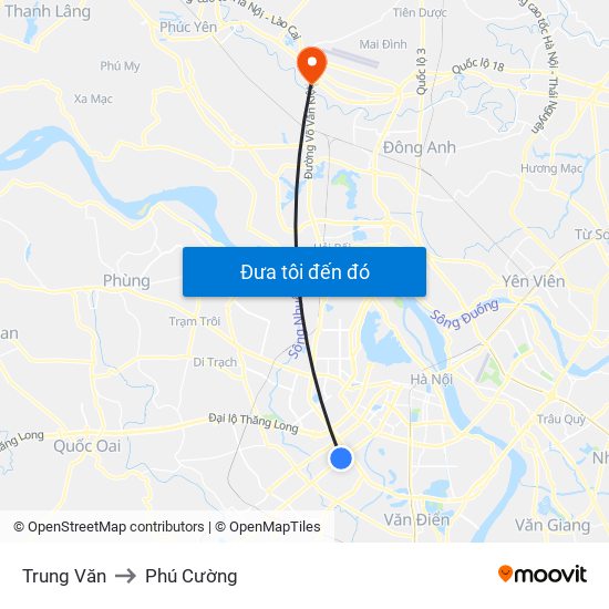 Trung Văn to Phú Cường map