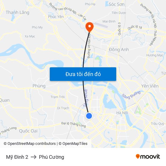 Mỹ Đình 2 to Phú Cường map